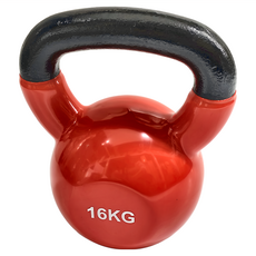 AB Sport 包膠壺鈴 16KG - 鑄鐵與聚氯乙烯 (PVC) 材質, 紅色, 1個