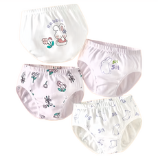 盛特士 女童三角褲4件組 夢幻紫 卡通圖案 柔軟透氣, 100