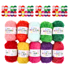 mamaknit 10色彩虹菜瓜布編織線, 紅色+橘色+黃色+綠色+紫色+淺綠色+淺薄荷綠色+淺粉色+粉色+酒紅色, 5組