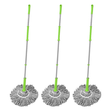 免手洗擰水旋轉拖把 輕鬆給水 一擰即乾 使用方便 懸掛收納設計 不占空間 強效吸水 清潔更高效, 3支