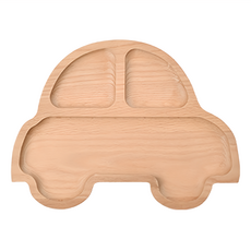 Homely Zakka 櫸木汽車造型餐盤 318g, 車子 櫸木色, 1個