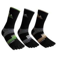 WOAWOA 極致速乾羊毛五趾襪-高筒-XL-3入組，吸濕排汗，減少摩擦，舒適耐穿, 混色