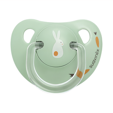 Suavinex 蘇維妮 Happy Bunny 人體工學橡膠奶嘴, 0~6個月, Rabbit Mint, 1個