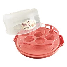 Betty's 焙蒂絲 10吋手提蛋糕盒 附架, 透明色 + 橘色, 1個