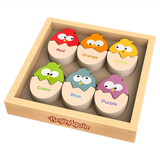 BeginAgain 彩色蛋 純木質拼圖 適用年齡：2歲以上 手工裁割 天然無毒顏色彩漆, 1個