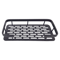 浴室置物架 瀝水簍空設計 黏貼式壁掛 升級款方形籃, 黑色, 1個