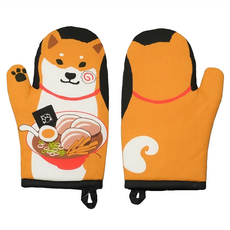 FRIENDSHILL 可愛隔熱手套 連指手套型, 柴犬 拉麵 橘色, 1支