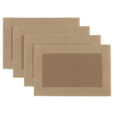 Premier 長方編織餐墊 杯墊 PVC塑料, 45.5 x 29.7cm, 棕色, 4個