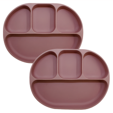 兒童輕量吸盤餐盤, 深粉色, 2個, 餐盤