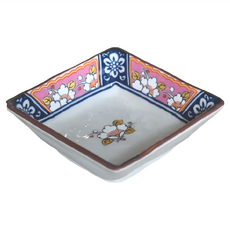 美濃燒 松竹梅角碟, 日本制, 9.5cm寬, 3.5cm高, 120mL滿水容量, 1個, 桃色