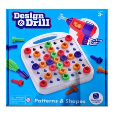 Educational Insights 天才工程師 益智形狀配對板套裝, 附電鑽和彩色螺絲, 益智形狀配對板, 1盒