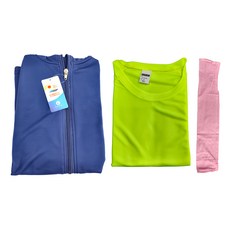 MI MI LEO 台灣製機能防曬2件組 附防曬運動袖套 防曬外套L 深藍色 + 路跑螢光T恤XL 螢光黃 500g