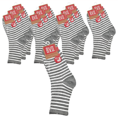 B.V.D. 女款 1/2條紋直角襪 12雙, 中灰色, 22~25cm