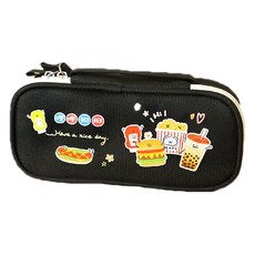 哩哩扣扣 上翻筆袋 尼龍布材質 尺寸205x95x50mm, 黑色, 1個