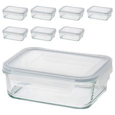comet Kitchen 玻璃密封保鮮盒 耐熱400度, 8個容器 + 8個蓋子, 8個