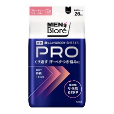MEN's Biore PRO 男性臉部身體兩用濕巾 莓果 26張, 1個, 279ml