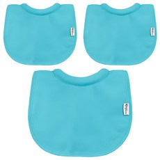 green sprouts 小綠芽 三層吸水防水口水巾圍兜 水藍色, 3入, 1組