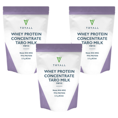 TRYALL 濃縮調味乳清蛋白粉 芋頭牛奶, 含BCAAs, 支鏈胺基酸黃金比例2：1：1, 500g, 3包