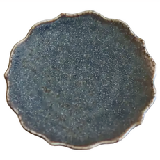 美濃燒 桔梗花邊小碟 - 瓷, 8.4xH1.4cm, 日本產, 藍黑, 1個