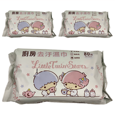 三麗鷗 廚房去汙濕紙巾 HW005304, 3包