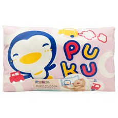 PUKU 藍色企鵝 幼兒枕, 100%純棉 透氣不悶熱 柔軟蓬鬆內充棉, 45*32cm, 粉色