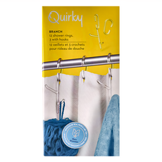 quirky 浴簾鉤環組 Branch 12個浴簾環 3個掛鉤, 透明, 1組