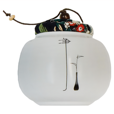 經典白瓷布蓋小茶罐 淨款, 藍白色, 1個