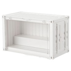 FAmILyLIFE 生活 貨櫃附燈雙層階梯磁吸門展示盒 A-481-W 白色, 1個