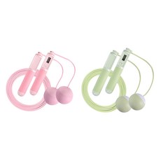 LEADER X 高階智能計數跳繩 有線無線兩用 快速燃脂減肥, 手柄19 x 3cm + 無線球直徑6.5cm + 有線繩280 x 0.2cm, 粉紅色 + 綠色, 2組