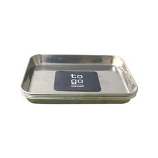 PAULUS Togo 長方形托盤 Set 4入組, 2號 185 x 135 x 19mm, 不鏽鋼 銀色, 1組