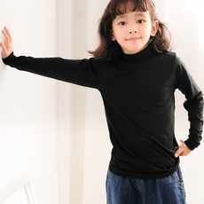 GIAT 吉亞特 兒童捍溫吸濕立領款發熱衣, 140, 墨黑