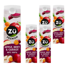 ZU ABC蔬果汁, 蘋果/甜菜根/紅蘿蔔, NFC 100%, 1L, 5瓶