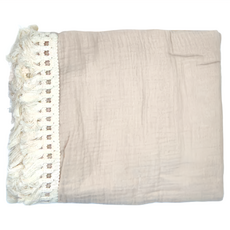 Kori Deer 可莉鹿 純色流蘇嬰兒萬用純棉紗布包巾, 尺寸 100cm x 120cm, 卡其