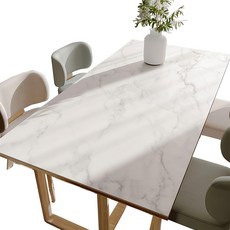 西格傢飾 侘寂風Q彈矽膠皮革桌墊 3kg, 140 x 80cm, 白色雲紋, 1個