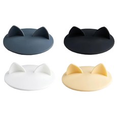 貓耳造型矽膠杯蓋4色, 10cm, 顏色隨機, 4入