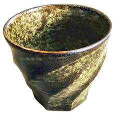 手握杯日本製 陶瓷杯 容量300ml 9.5x8.5cm, 綠旋石目, 1個