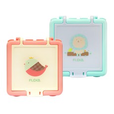 FLEXA 起司切割盒 Set 2入 PP塑膠材質 韓國製造, 粉紅色小鳥圖案+薄荷色獅子圖案, 1組