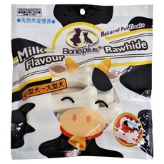 Boneplus 天然潔牙牛皮壓骨4吋 18週以上犬種適用 200g 單包裝, 牛奶, 1包