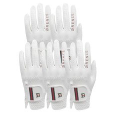 BRENCE 男女通用 Fingerline 左手皮革高爾夫球手套, 5個, 白色