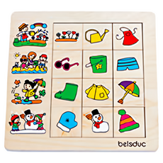 beleduc 分類拼圖 四季, 木頭材質, 適合3歲以上兒童, 12片, 1盒