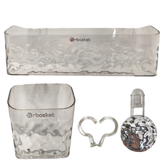 Nrbasket 北歐風旋轉吸盤壁掛置物架 掛鉤x4 透明銀, 1組