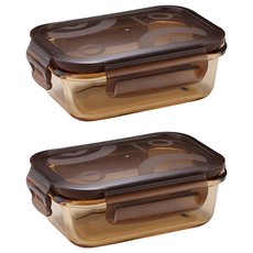 Corelle Brands 康寧餐具 Snapware 琥珀色耐熱玻璃保鮮盒 長方形, 380ml, 2個