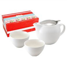 ZERO JAPAN 典藏陶瓷不鏽鋼蓋一壺兩杯超值禮盒組 450cc 陶瓷濾網 日本製造, 典藏不鏽鋼蓋壺 + 典藏之星杯 2個, 白色, 1組