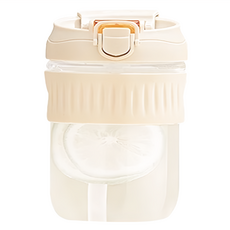 兩用隨行杯 高硼硅玻璃 -20°C~100°C, 白色, 350ml, 1個