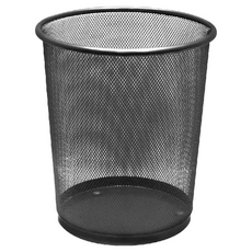 AXIS 艾克思 簡約金屬網狀垃圾桶, 9L, 烤漆加工防止生鏽, 邊框加厚, 光滑厚實, 上直徑24cm/底部直徑19cm x 高27cm, 黑色, 1個