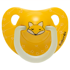 suavinex 蘇維妮 Day&Night系列 夜光矽膠奶嘴 2入 環狀手柄在黑暗中發光, 6個月以上, 狐狸, 1組