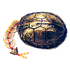 開運陶源 銅 內置五帝錢 大 11 x 9 x 3cm, 化煞龜殼 銅色, 1個