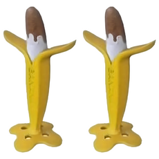 Ange 乳牙刷 安全柔軟的TPR材質 緩解長牙疼痛 口腔發育 促進大腦發育, 巧克力香蕉, 1入, 2支