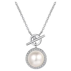 CF Diamond 項鍊 天然淡水珍珠 莫桑鑽 頂級D色FL淨度 完美切割 57個切面 光芒四射 精美歐式禮盒