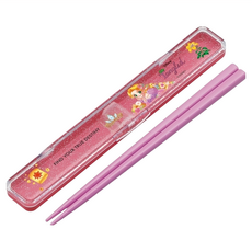 Skater 塑膠筷子 18cm, 長髮公主 桃紅色, 筷子 + 盒子, 1個